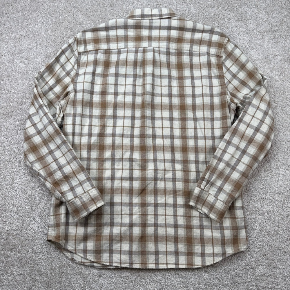 LL Bean Mens Large Shirt Brown Plaid Flannel Traditional Fit Cotton 228061 - Picture 3 of 6